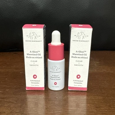 2x~Drunk Elephant~A-Gloei Maretinol Oil~Clear + Smooth~5ml/.16oz each~Minis~NIB~ - Image 1 of 3