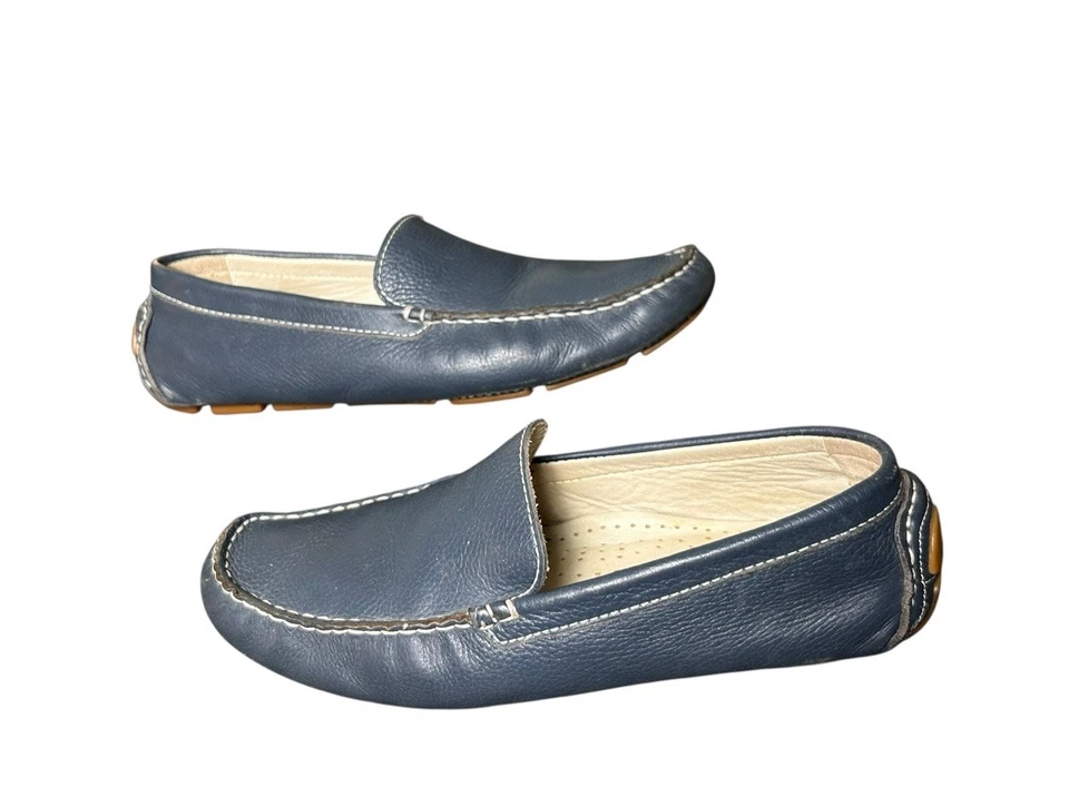 Zapatos Mocasines Bacco Bucci Devers Hombres Talla 9 Informales Sin Cordones Cuero Azul Brasil Foto 1 de 4
