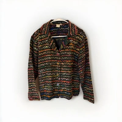 Chaqueta Blazer Coldwater Creek Rayas Texturizadas Mujer M Multicolor Botón Frontal Foto 1 de 4