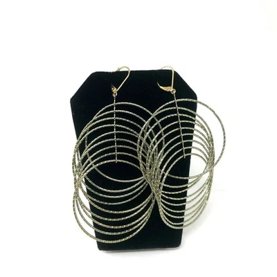 Avon Mark Earrings Conjoined Circles Hoops Lever Back Silver Tone - Image 1 of 2