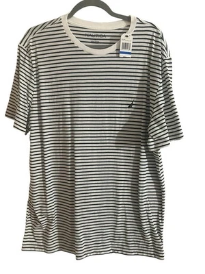 NUEVO CON ETIQUETAS Camiseta Nautica Para Hombre Manga Corta Rayas Cuello Redondo Camiseta Foto 1 de 3