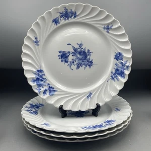 Haviland Limoges Porzellan Straßburg Speiseteller 4 Stück Blaue Pfingstrosen und Rosen - Bild 1 von 6