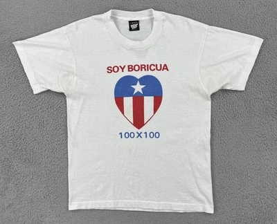 Camiseta Blanca Grande Vintage Screen Stars Hecha en EE. UU. Soy Boricua 100x100 Foto 1 de 4