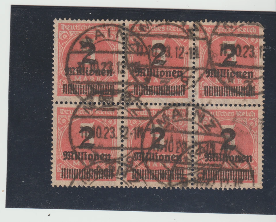 GERMANY Scott #272 Used Block of 6  - 1923 2MILLION on 5m DULL ROSE - - Image 1 of 1
