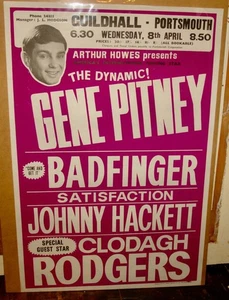 BADFINGER GENE PITNEY ORIGINAL GUILDHALL PORTSMOUTH CONCERT POSTER 1970 BEATLES - Picture 1 of 2