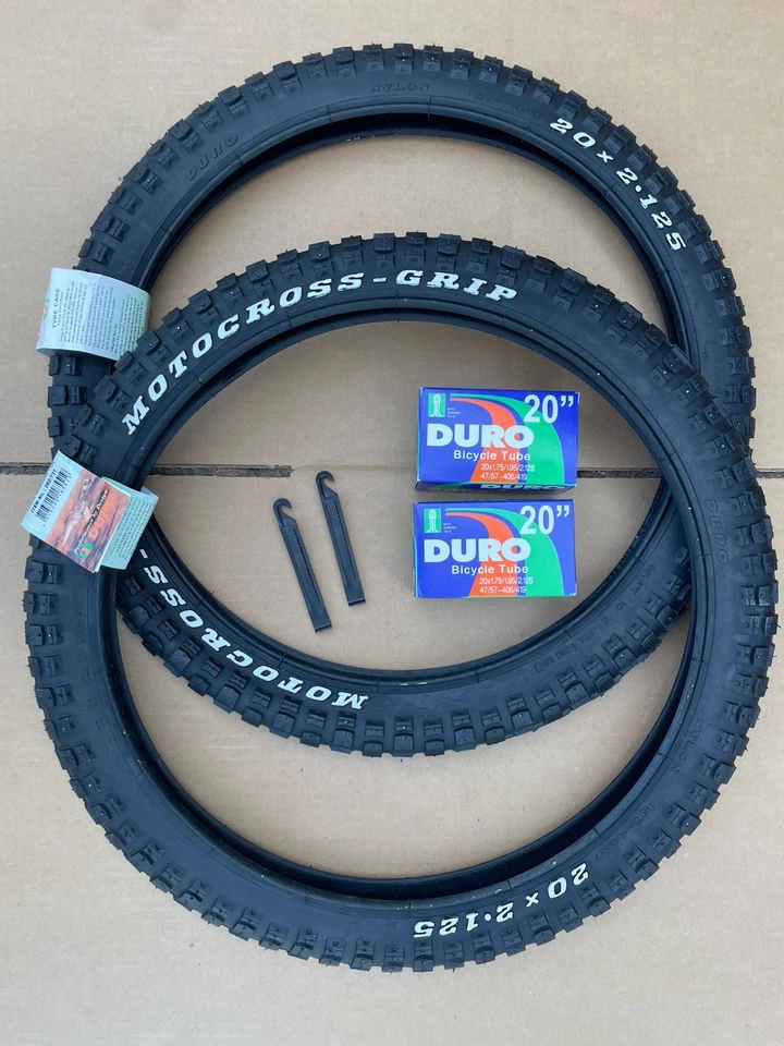 Juego de palancas tubos neumáticos bicicleta 20"" x 2,125 motocross BMX moto salto tierra negro Foto 1 de 4