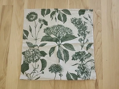 Funda de almohada HM H&M Home Botanical floral verde crema mezcla de lino usada en excelente estado 20x20" Foto 1 de 3