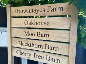 6 FOOT SOLID OAK POST CUSTOM LADDER SIGN, PERSONALISED OAK INFORMATION SIGN - Picture 1 of 2