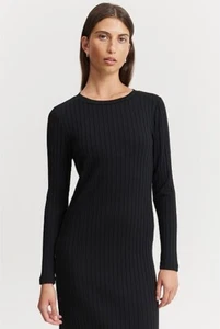 BNWT RRP$139 COUNTRY ROAD size XS 8 BUTTON DETAIL RIB MIDI DRESS in Black - Picture 1 of 4