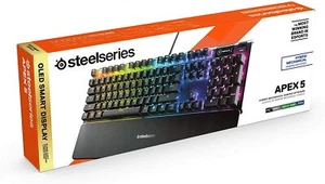 SteelSeries Apex 5 RGB Gaming Keyboard ,Magnetic Wrist Rest, OLED Smart Display - Picture 1 of 8
