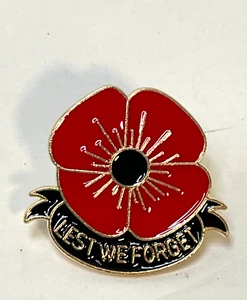 Lest We Forget lapel pin Veterans Memorial Day remembrance poppy flower new - Picture 1 of 5