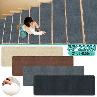 Pisos de escalera antideslizantes de 8,66 x 21,65 pulgadas para peldaños de madera peldaños de escalera alfombra interior Foto 1 de 4
