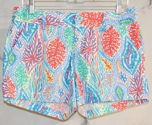 LILLY PULITZER White Multicolor Let Minnow Print Callahan Shorts 6 100% Cotton - Picture 1 of 5