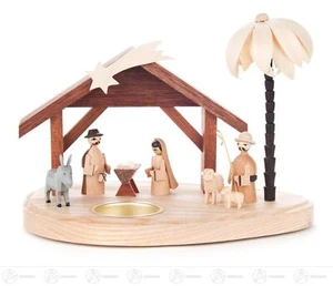 Teelichthalter mit Weihnachtskrippe BxHxT 19,5 cmx14 cmx13,5 cm NEU Erzgebirge - Picture 1 of 1