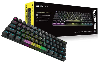 Teclado opto-mecánico CORSAIR K70 PRO MINI Wireless (ES) negro inalámbrico cable - Imagen 1 de 4