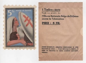 BÉLGICA 1940 TUBERCULOSIS TB ETIQUETA VENTANA CON SOBRE ART DECO - Imagen 1 de 1
