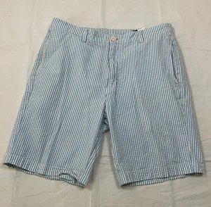 Pantalones Cortos Vineyard Vines Club Para Hombres 34 Azul Blanco Seersucker Rayas Preparación Náutica - Imagen 1 de 9
