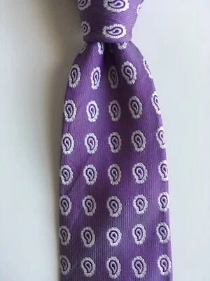 Corbata Altea Milano púrpura plata paisley L 61" W 3.25" seda italia corbata pa1154 Foto 1 de 4