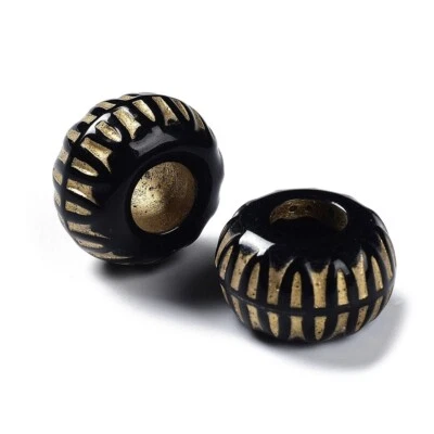 Cuentas espaciadoras Rondelle acrílicas negras doradas 50 piezas - 19 mm - mate - para Paracord Foto 1 de 3