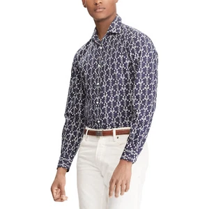 Camisa de vestir Ralph Lauren con etiqueta púrpura vintage estampada en raqueta de tenis nueva $495 - Imagen 1 de 2