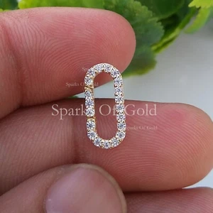 Natural Pave Diamond Charm Enhancer Clasp 14K Yellow Gold Clasp Jewelry Finding - Picture 1 of 4