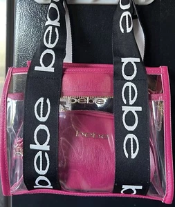 NUEVO CON ETIQUETAS BEBE HANA BOLSO CARTERA TRANSPARENTE CON BOLSA INSERTADA ROSA INTENSO Elegante *NUEVO* - Imagen 1 de 15