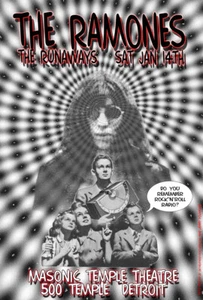 RAMONES RUNAWAYS MASONIC TEMPLE Poster by Rock Artist Carl Lundgren - Picture 1 of 1