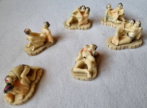 6x figurki / grupa - japońska przedstawienie erotyczne Netsuke - Zdjęcie 1 z 7