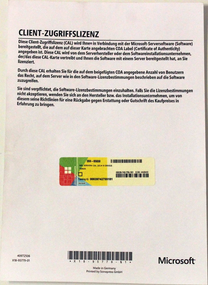 Microsoft Windows SQL Server 2014 - Dispositivo CAL 5 - Multilingüe - Imagen 1 de 1