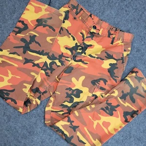 Rothco Cargo Pants Mens 30 Orange Camo Tactical Y2K Grunge Streetwear Utility - Picture 1 of 14