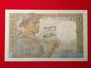 Billet 10 Fr Mineur du 9-1-1947 Fay 8/17 Alph. T.132 SUP+ / XF+ !! - Picture 1 of 2
