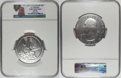 2012-P 5 oz Silver 25C El Yunque Puerto Rico SP70 NGC ~ Early Releases - Image 1 of 4