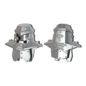 LEGO - Minifig, Headgear Head Armor with Rivets - Metallic Silver - (Tremor) - Picture 1 of 1