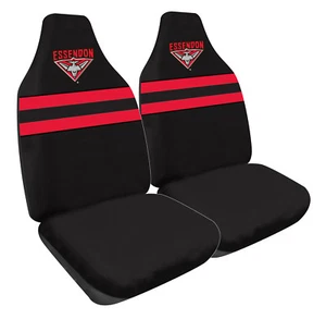 AFL Front Car Seat Covers - Essendon Bombers - Set Of 2 One Size Fits All - BNWT - Picture 1 of 1