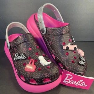 NWT Barbie Crocs Size W11 Crush Clog 208819-001 Black/Electric Pink New With Tag - Picture 1 of 14