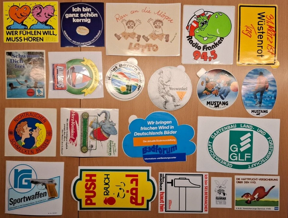 Aufkleber-Sammlung Werbeaufkleber Konvolut 80er/90er Sticker, 20 Stück - Bild 1 von 1