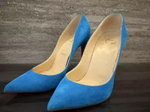 Christian Louboutin Zapatos de salón Tacón Gamuza Azul EU36/US6 Auténticos - Imagen 1 de 24