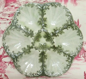 ANTIQUE FRENCH SAINT CLEMENT LUNEVILLE OYSTER MAJOLICA PLATE N°2 - Picture 1 of 6