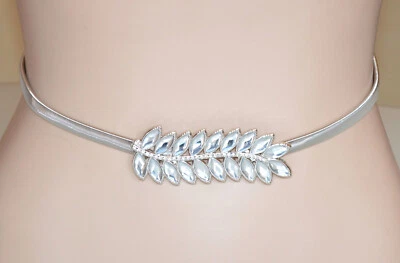 Cintura argento donna cristalli gocce elastica stringivita gioiello metallo UW16 - Immagine 1 di 3