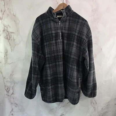Флисовый винтажный пуловер мужской большой серый четверть молнии 90-х куртка свитер клетку  - Изображение 1 из 4