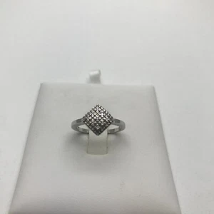 ANELLO da Donna, cuscinetto centrale con diamanti in oro bianco 18 KT RE35 - Foto 1 di 1