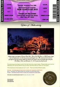 Tavern On The Green Farewell Owners Room Ticket 2009 Original Purple Retail $1K - Picture 1 of 6