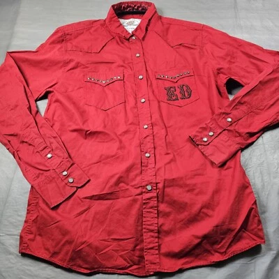 Camisa Ed Hardy Christian Audigier Para Hombre Grande Cuentas Bolsillos Occidentales Perla ¡A Presión! Foto 1 de 4