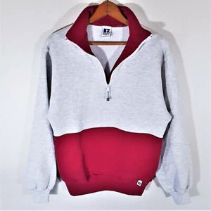 Vintage 90’s RUSSELL ATHLETIC USA Color Block Fuchsia Gray Sweatshirt 1990s M - Picture 1 of 12