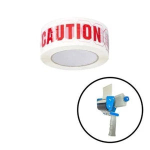 2" x 110 Yds Tamper Evident Security Tape 1.9 Mil [6 Rolls] + Dispenser - Picture 1 of 5