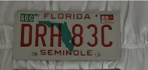 1989 Florida License Plate Seminole County AUG 89 DRH 83C - Picture 1 of 3