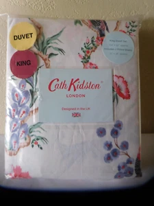 New Cath Kidston KING Duvet Cover & Sham 3pc Set Bird Trail Multi Color Floral - Picture 1 of 6