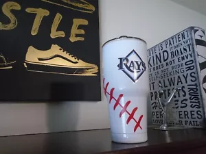 Tampa Bay Rays MLB Logo weiß Edelstahl Becher Tasse mit Stroh & Reiniger 30 Unzen - Bild 1 von 2