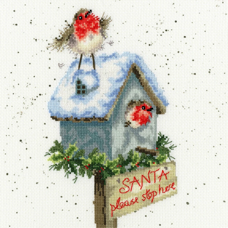 Bothy Threads Santa Please Stop Here by Hannah Dale Cross Stitch Kit