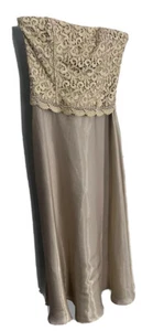 Scott McClintock Millennium 2000 long sleeveless Gold Lace dress Size 10 Zip - Picture 1 of 8